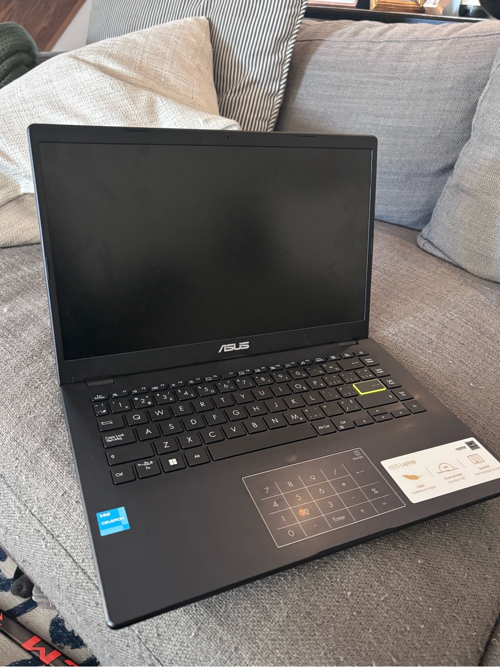 ASUS Matte Black Laptop with Silver Logo
